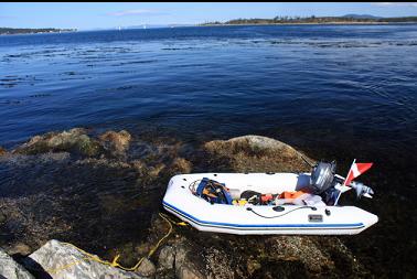 anchored near rock