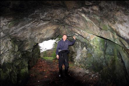 in the mine tunnel