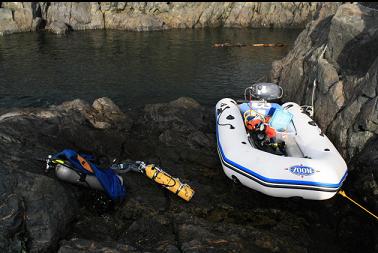 boat on small ledge after tide went down