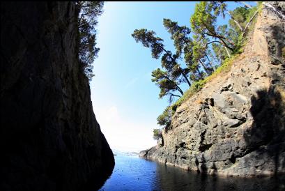 looking out of narrow canyon