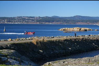 Islands behind breakwater