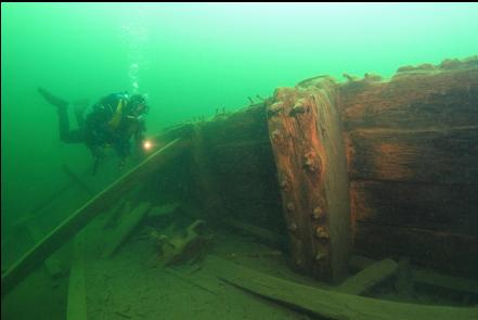 side of the deeper section of the dock