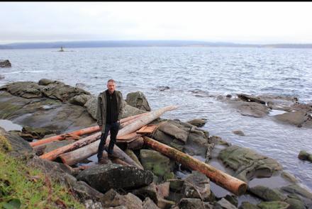 on the beach at high tide