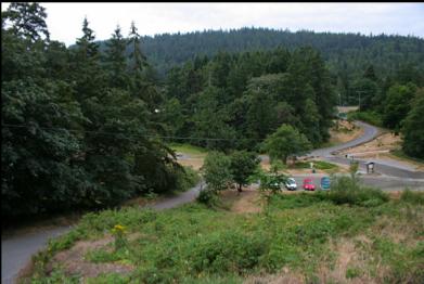 VIEW OF PARKING FROM TOP OF HILL