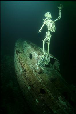skeleton on sailboat