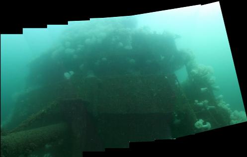 attempt at panorama looking up at wheelhouse