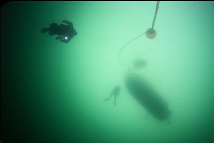 descending down the mooring line