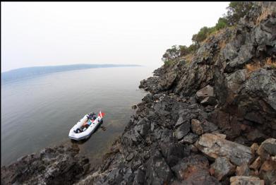 anchored next to island