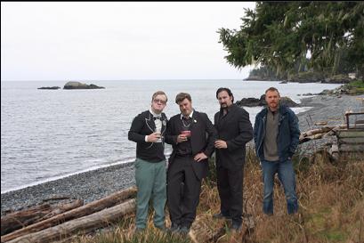 with the locals with islet in background