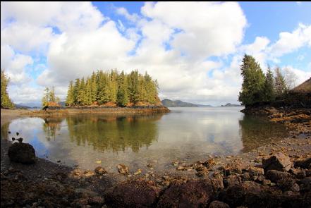 the island connected to shore at low tide