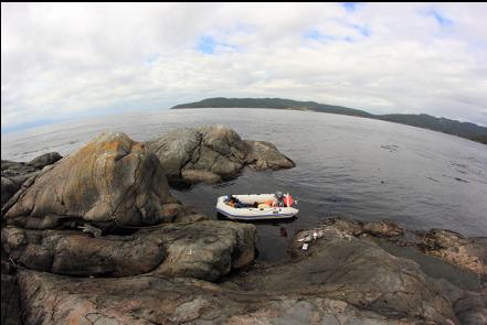 anchored at the island