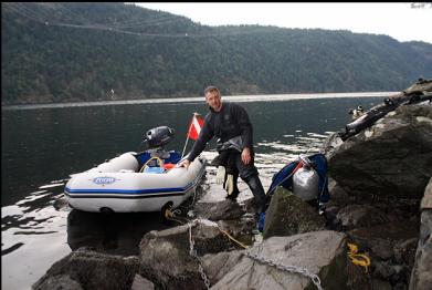 boat tied to shore