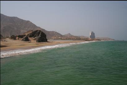 Fujairah  coastline and Le Meridien Hotel in background