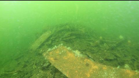 pile of debris on the drydock