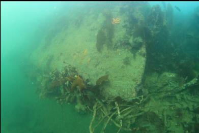 looking down at metal tank