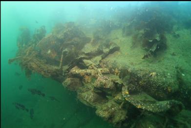 looking down at edge of hull and metal tank