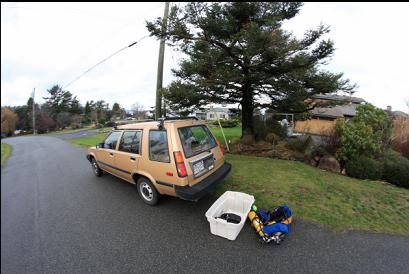 parking on road next to trail