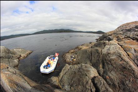 anchored on the West side of the island