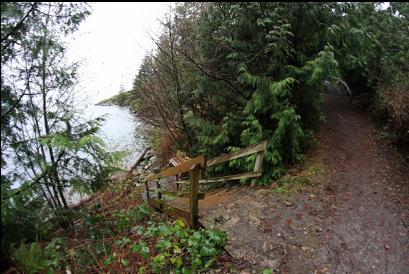 path on right and steps to beach