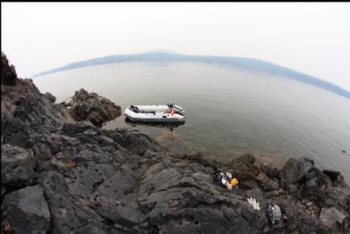 anchored boat