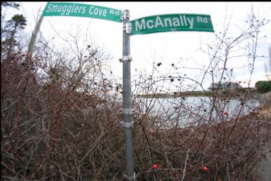 street signs near beach