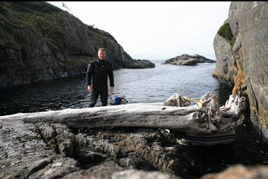 in sheltered channel behind islets